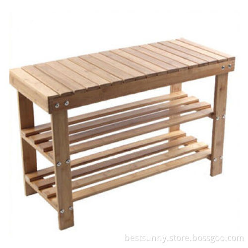 Shoe Rack, Made of Green Bamboo with Box in Middle